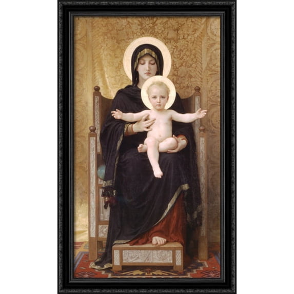 The Seated Madonna 24x40 Large Black Ornate Wood Framed Canvas Art by William Adolphe Bouguereau