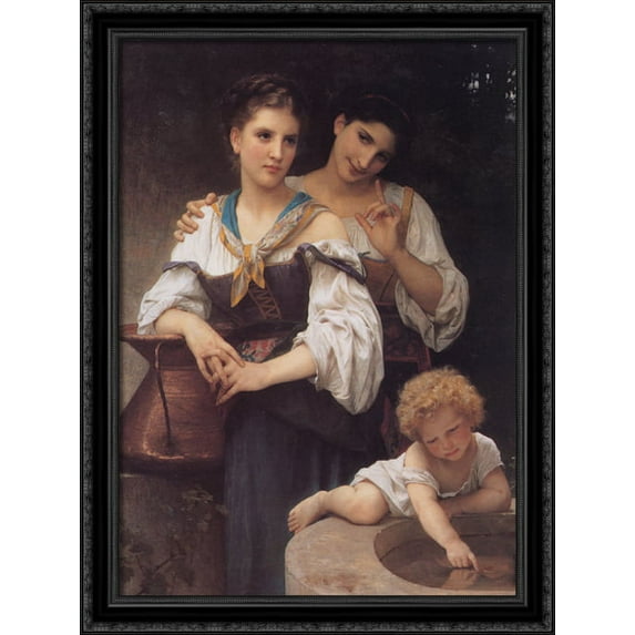 The Secret 28x36 Large Black Ornate Wood Framed Canvas Art by William Adolphe Bouguereau