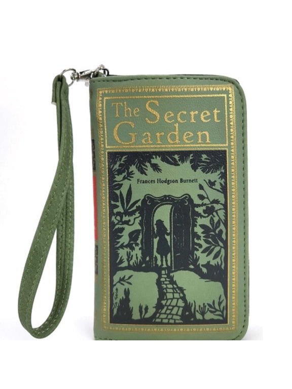 The Secret Garden Wallet in Vinyl Literary Book-Style Wallet with Wristlet Strap Novelty Womens Wallet & Card Holder