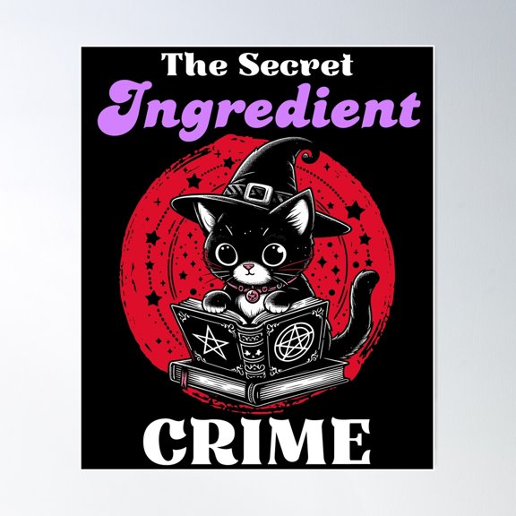 The Secret Ingredient - Cute Witch Cat Poster Wall Art, Modern Wall Decor For Living Room Bedroom, 12x18 UNFRAMED