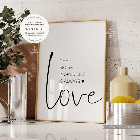 The Secret Ingredient Is Love Kitchen Quote Unframed Paper Print