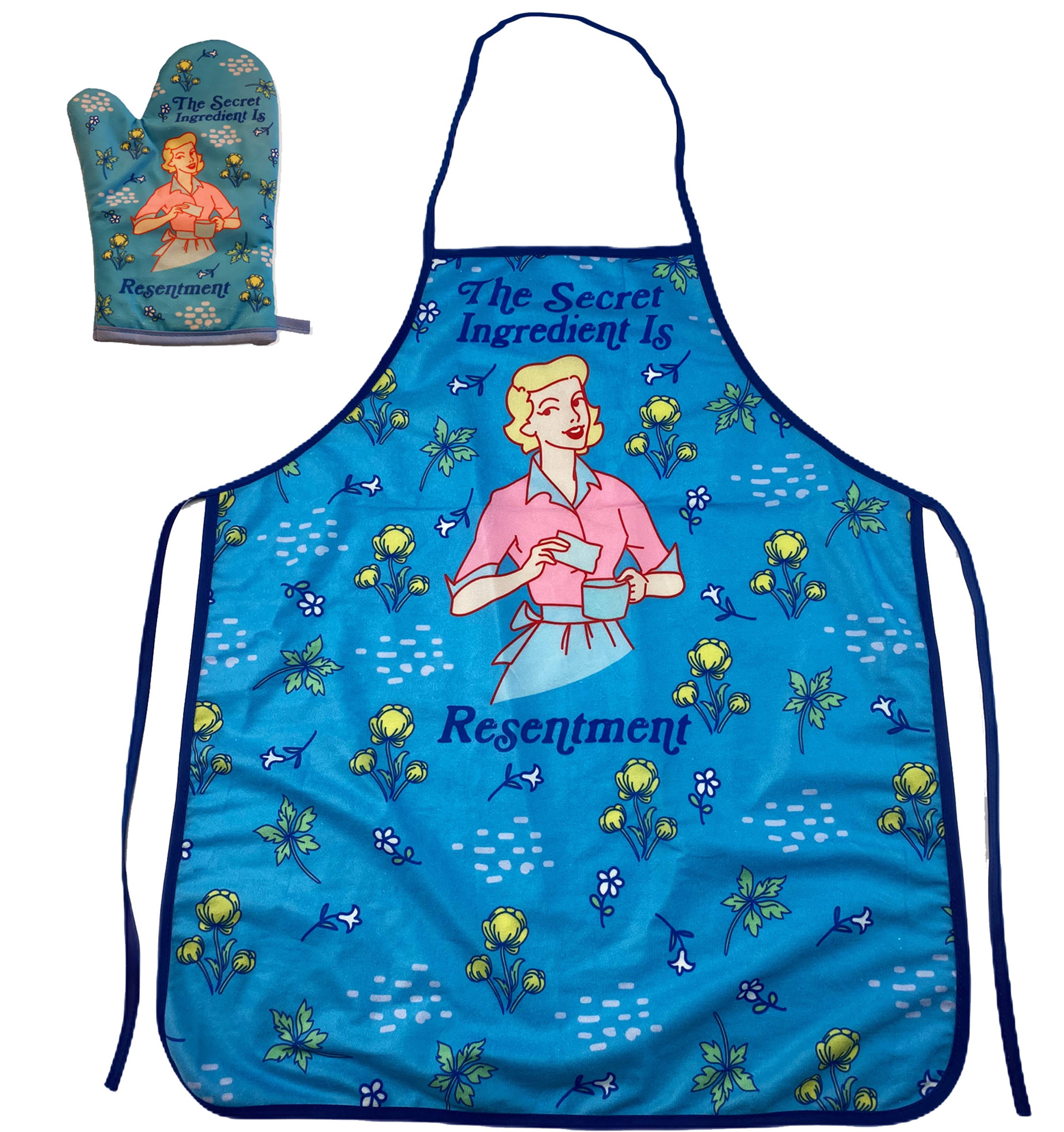 The Secret Ingredient Is Resentment  Oven Mitt and Apron Funny Cooking Graphic Novelty Kitchen Accessories