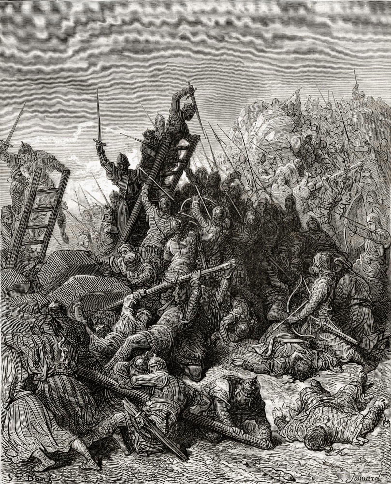 The Seige Of Ptolemais During The Third Crusade 1189 Canvas Art - Ken Welsh Design Pics (13 x 17)
