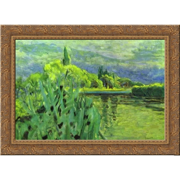 The Seine 24x20 Gold Ornate Wood Framed Canvas Art by Bonnard, Pierre