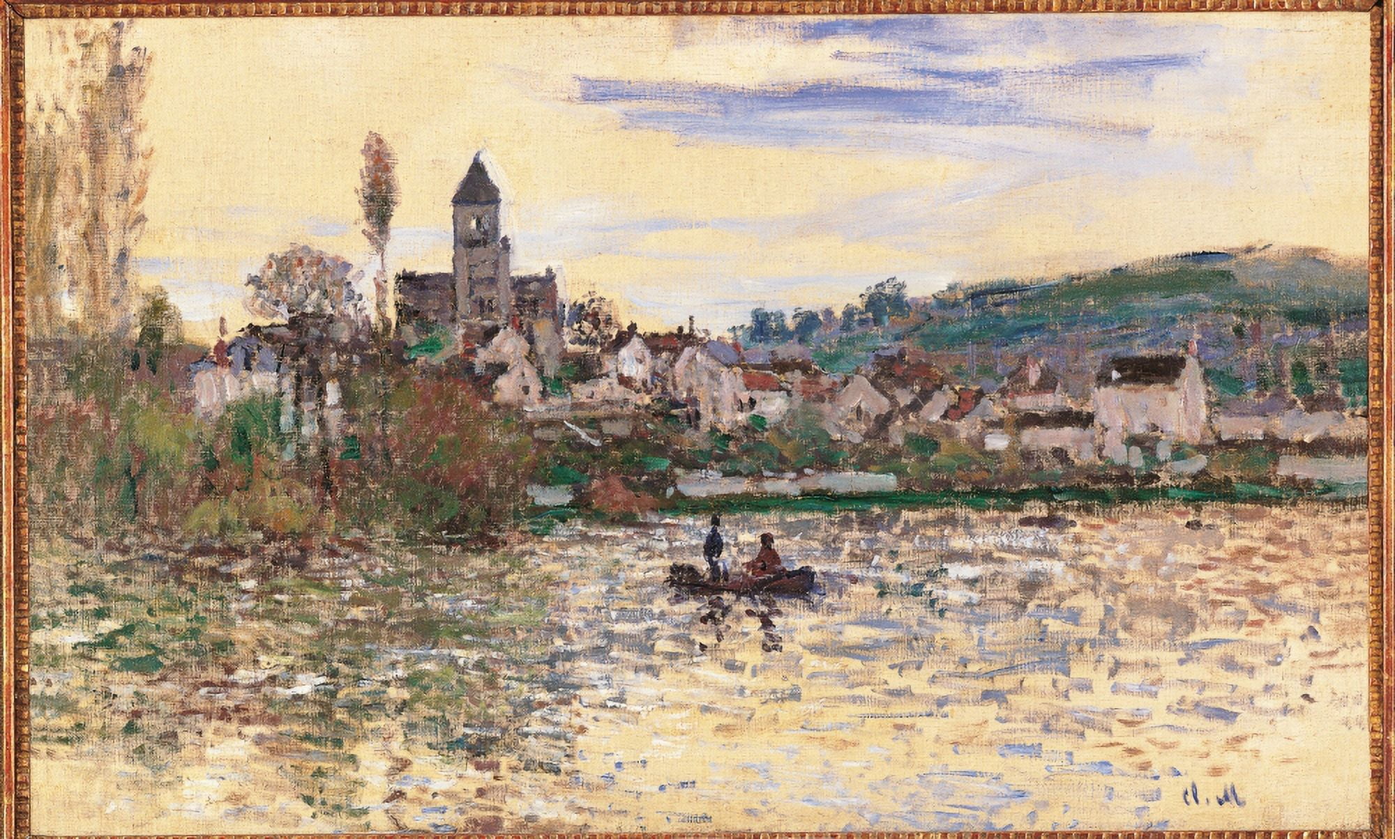 The Seine At Vtheuil Canvas Art - (36 x 24)