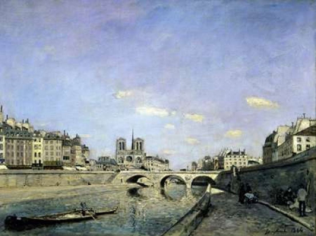 The Seine and Notre-Dame in Paris Canvas Art - Johan Barthold Jongkind (18 x 24)