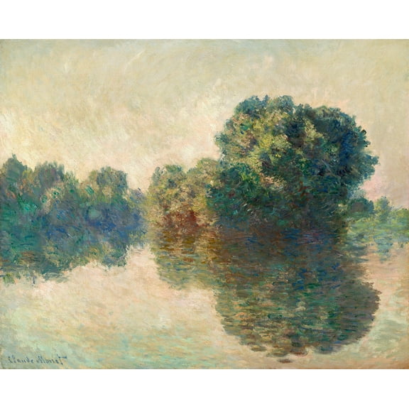 The Seine at Giverny by Claude Monet - 12" x 18" Art Print Wall Decor