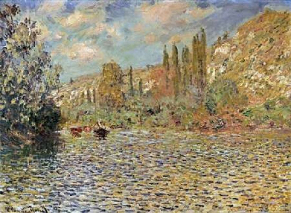 The Seine at Vetheuil Canvas Art - Claude Monet (18 x 24)