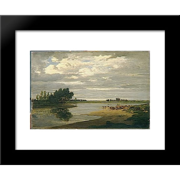 The Seine&nbsp;at&nbsp;Villeneuve&nbsp;St.&nbsp;Georges 20x24 Framed Art Print by Theodore Rousseau