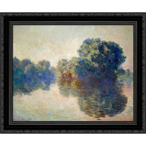 The Seine near Giverny 24x20 Black Ornate Wood Framed Canvas Art by Monet, Claude