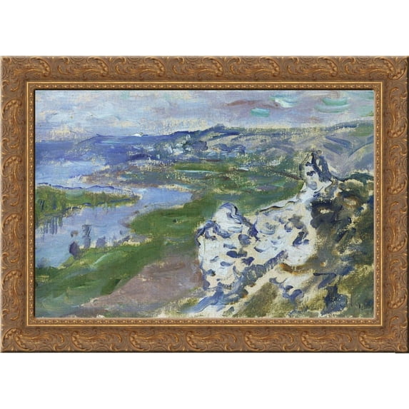 The Seine, seen from the heights Chantemesle 24x20 Gold Ornate Wood Framed Canvas Art by Monet, Claude