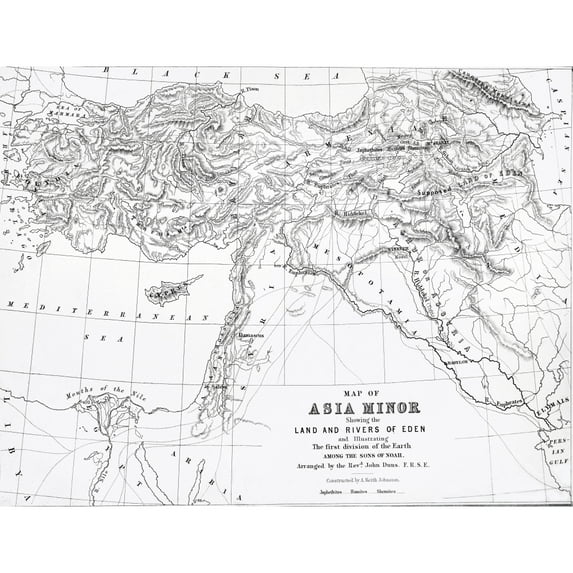 The Self-Interpreting Family Bible Brown Rev. John. Circa 1880. Line Block Etching Map Of Asia Minor Showing Rivers