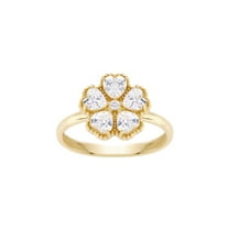 The Sensational Silver TheJewelryHut Vintage Inspired White Crystalline Yellow Silver Beaded Heart Flower Ring