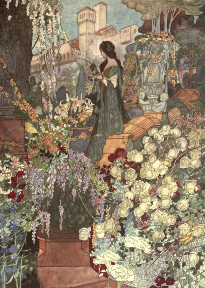 The Sensitive Plant 1911 Lady in flower garden Canvas Art - Charles Robinson (18 x 24)