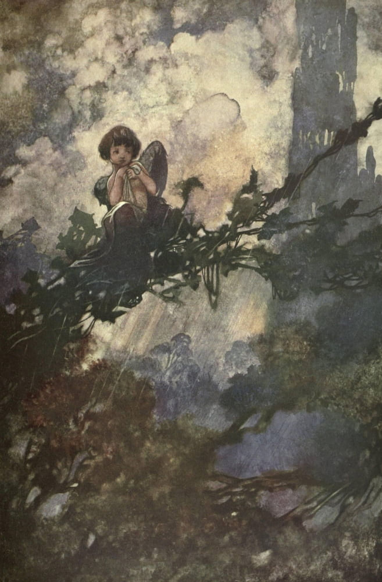 The Sensitive Plant 1911 The rain came down Canvas Art - Charles Robinson (18 x 24)