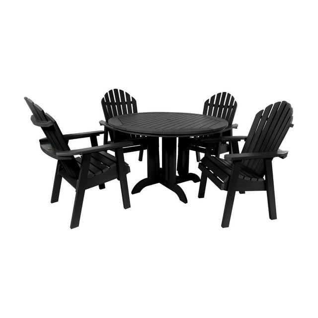The Sequoia Professional Commercial Grade 5 Pc Muskoka Adirondack Dining Set with 48” Table