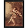 thumbnail image 1 of The Serenader 28x36 Large Black Ornate Wood Framed Canvas Art by Antoine Watteau, 1 of 2