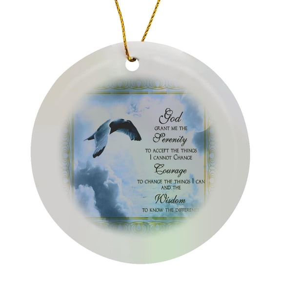 The Serenity Prayer A Beautiful Dove One Of A Kind Graphic Will Inspire All, Circle Porcelain Ornament