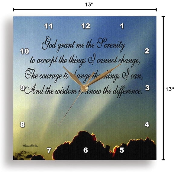 The Serenity Prayer Wall Clock 13x13 Inch Silent Analog  Decor