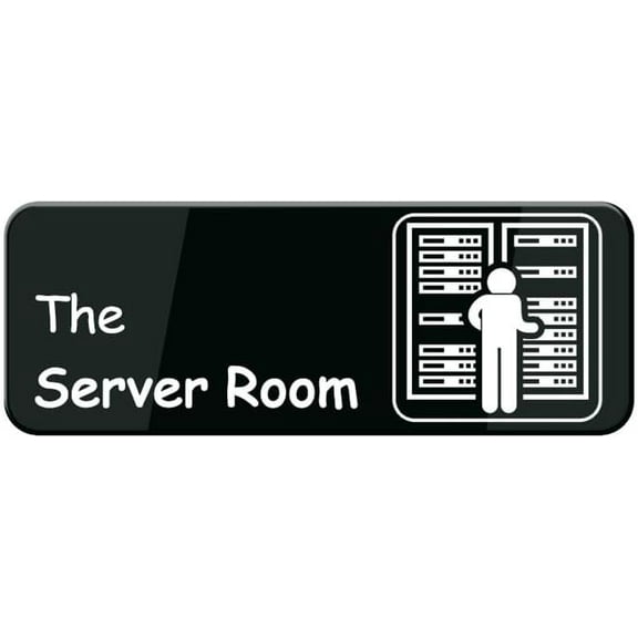 The Server Room Sign For House Door, Easy To Mount Plastic Safety Informative Sign With Symbols 10"X3"