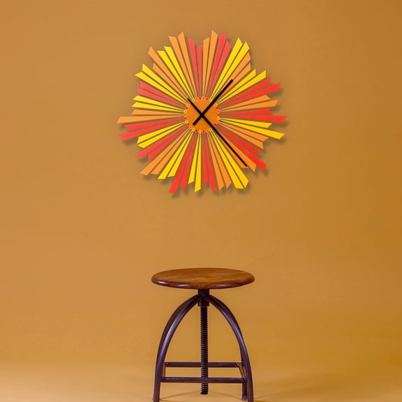 Ardeola - The Setting Sun - 16 in Analog Wall Clock, Starburst Sun/Sunset Design