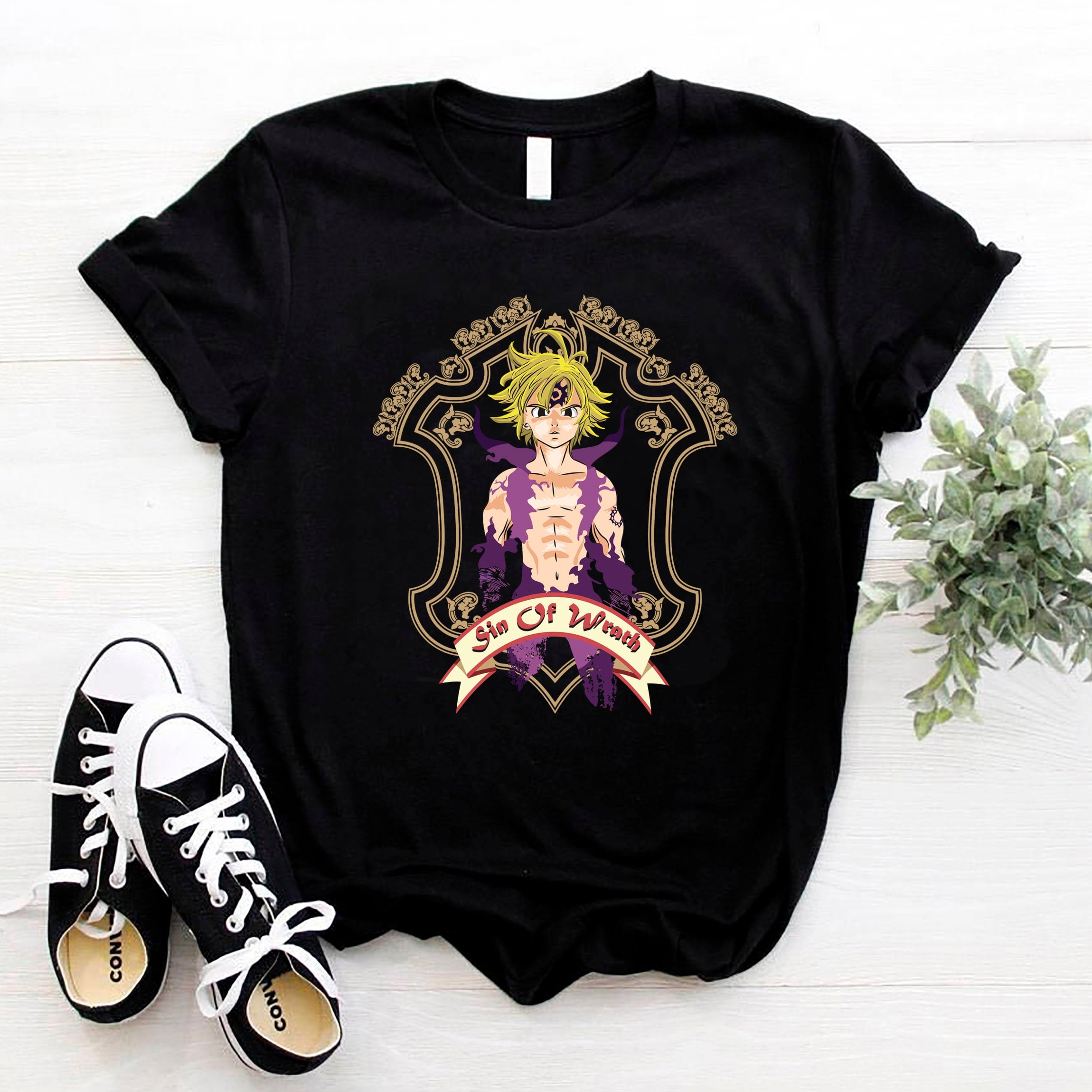 7 Deadly Sins T-Shirt Meliodas - Sin Of Wrath Funny Design Black Cotton