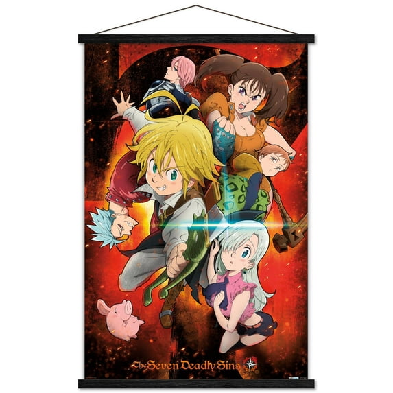 The Seven Deadly Sins - Characters Wall Poster with Magnetic Frame, 22.375" x 34"