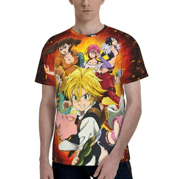 The Seven Deadly Sins Men's T Shirts Cartoon Graphic Short Sleeve Tees Novelty Casual Unisex Adults Tee Shirt Tops