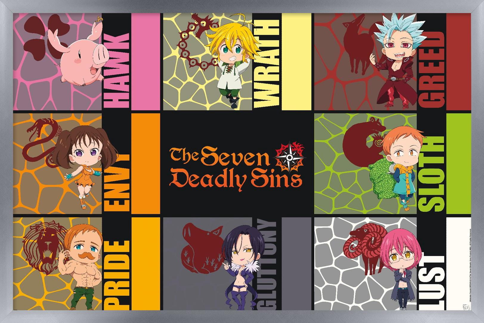 The Seven Deadly Sins: Season 3 - Chibi Sins Wall Poster, 14.725" x 22.375" Framed