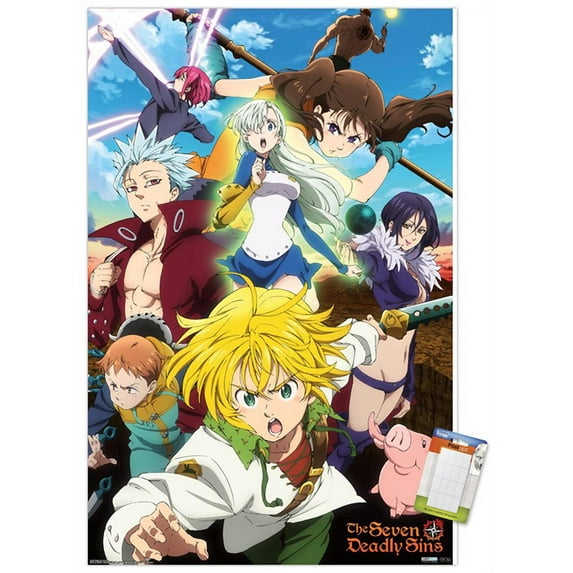The Seven Deadly Sins: Season 3 - Key Art Wall Poster, 14.725" x 22.375"