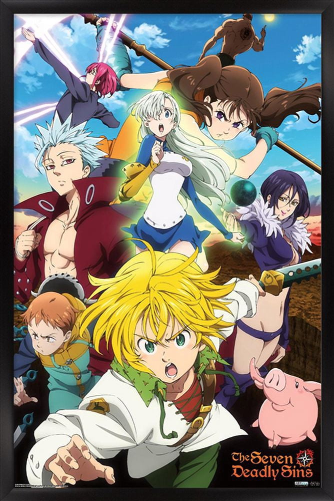 The Seven Deadly Sins: Season 3 - Key Art Wall Poster, 22.375" x 34", Framed