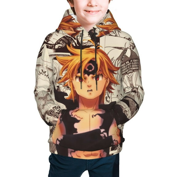 The Seven Deadly Sins Teen Boys Girls Hoodies Cartoon Graphic Hooded Sweatshirts Casual Pocket Pullover Coat for Kids
