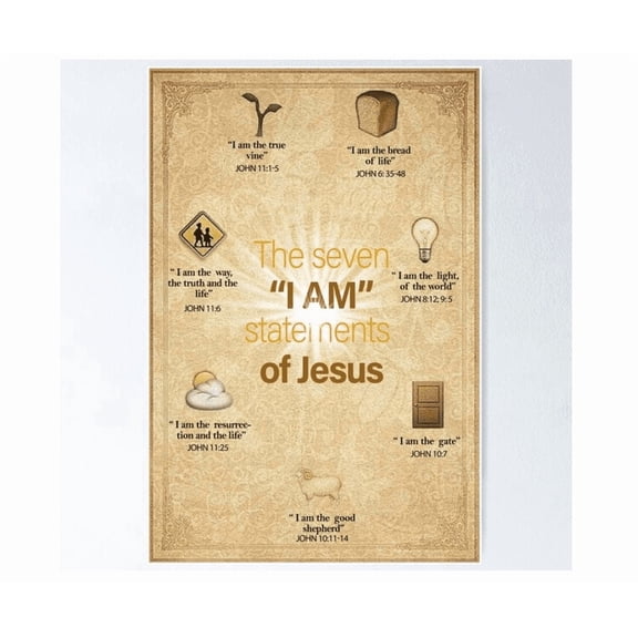 The Seven "I Am' Statements Of Jesus Poster Home Decor Office Wall Art