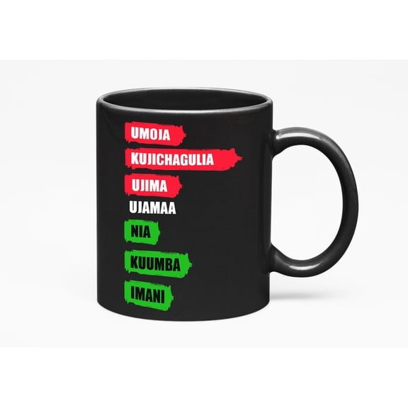 The Seven Principles. Kwanzaa Celebration, Black 11oz Ceramic Mug