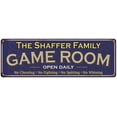 thumbnail image 1 of The Shaffer Family Blue Game Room Metal 8x24 Sign 108240037723, 1 of 1