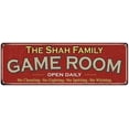 thumbnail image 1 of The Shah Family Gift Red Game Room Metal 6x18 Sign 206180038127, 1 of 1