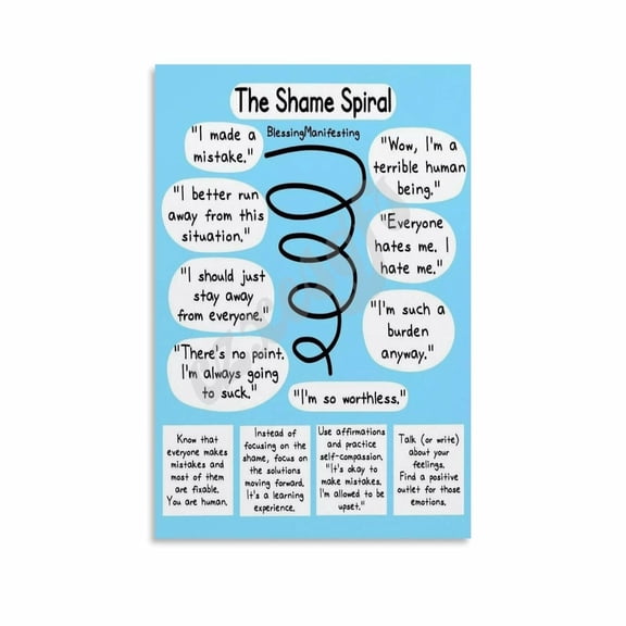 The Shame Spiral Poster Mental Health Guide Therapy Office Wall Art (1) Canvas for Living Room Bedroom Decor