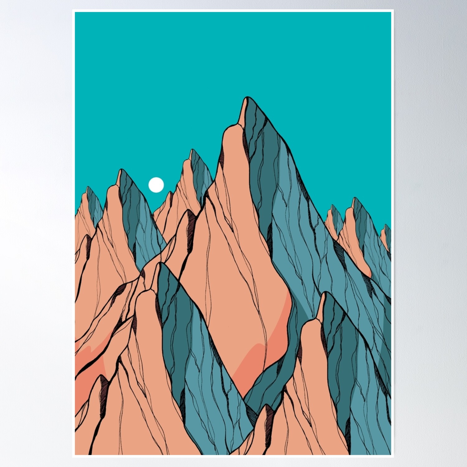 The Sharp Rock Peaks Poster Wall Art, Modern Wall Decor, 12x18 UNFRAMED ...