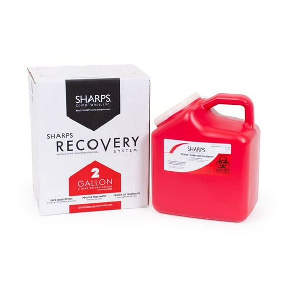 The Sharps Disposal By Mail System PRO-TEC Mailback Sharps Container, 1-Piece 2 Gallon Red Snap On Lid, - Each