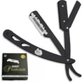 thumbnail image 1 of The Shave Factory Straight Edge Razor Kit (Black / 100 Derby Premium Single Edge Razor Blades), 1 of 9