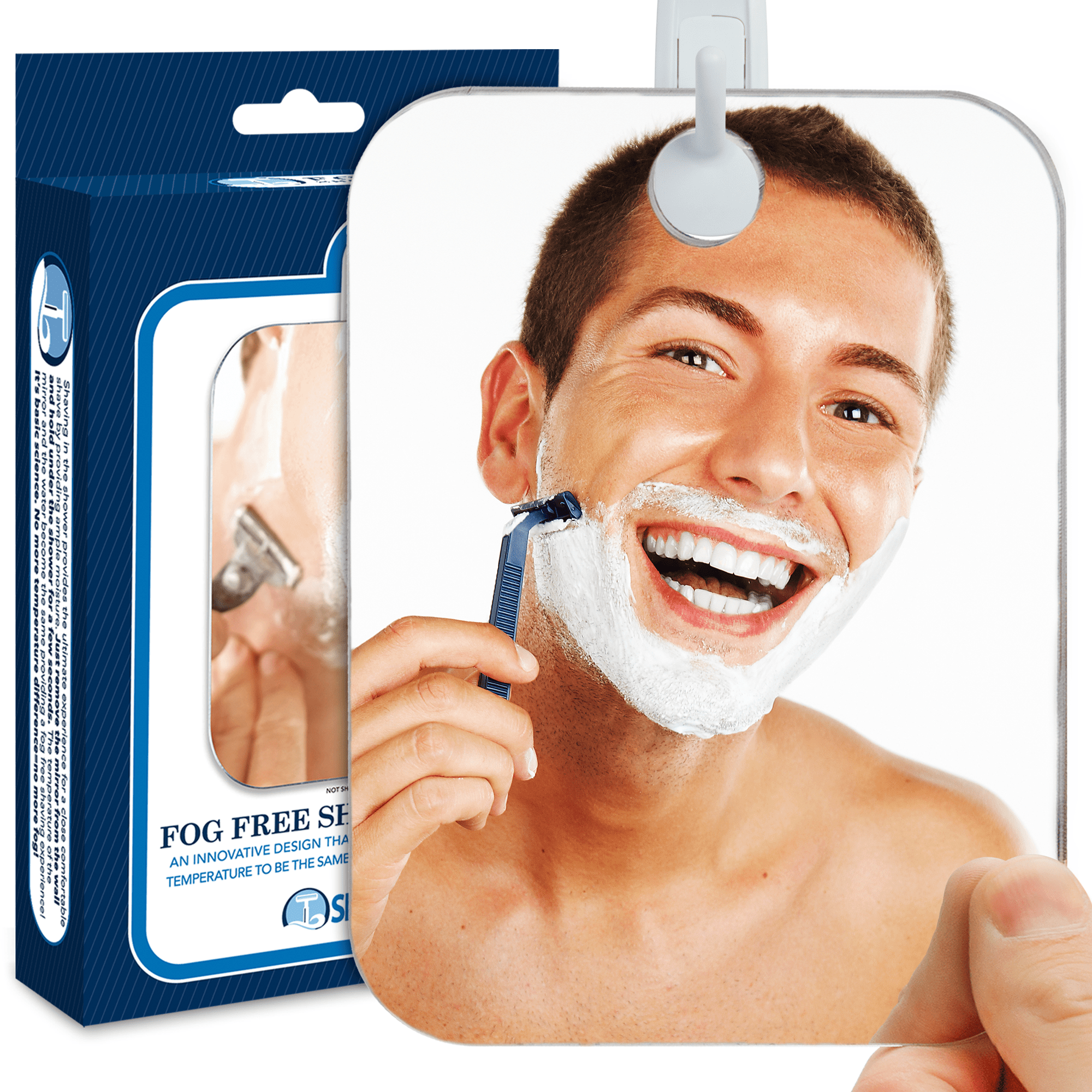 The Shave Well Company Deluxe Anti Fog Shower Mirror Fogless Bathroom Shaving Mirror With Long 