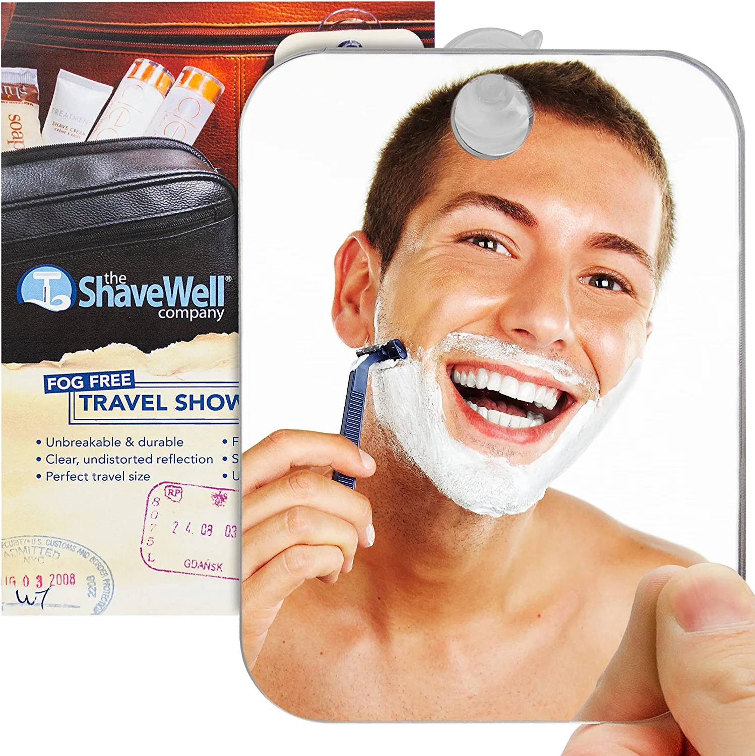 The Shave Well Company FogFree Shower Mirror, Unbreakable Travel