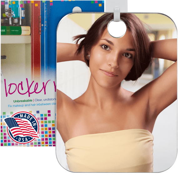 The Shave Well Company Unbreakable Locker Mirror with Adhesive Hook, Fog-Resistant Mirror, Undistorted Reflection