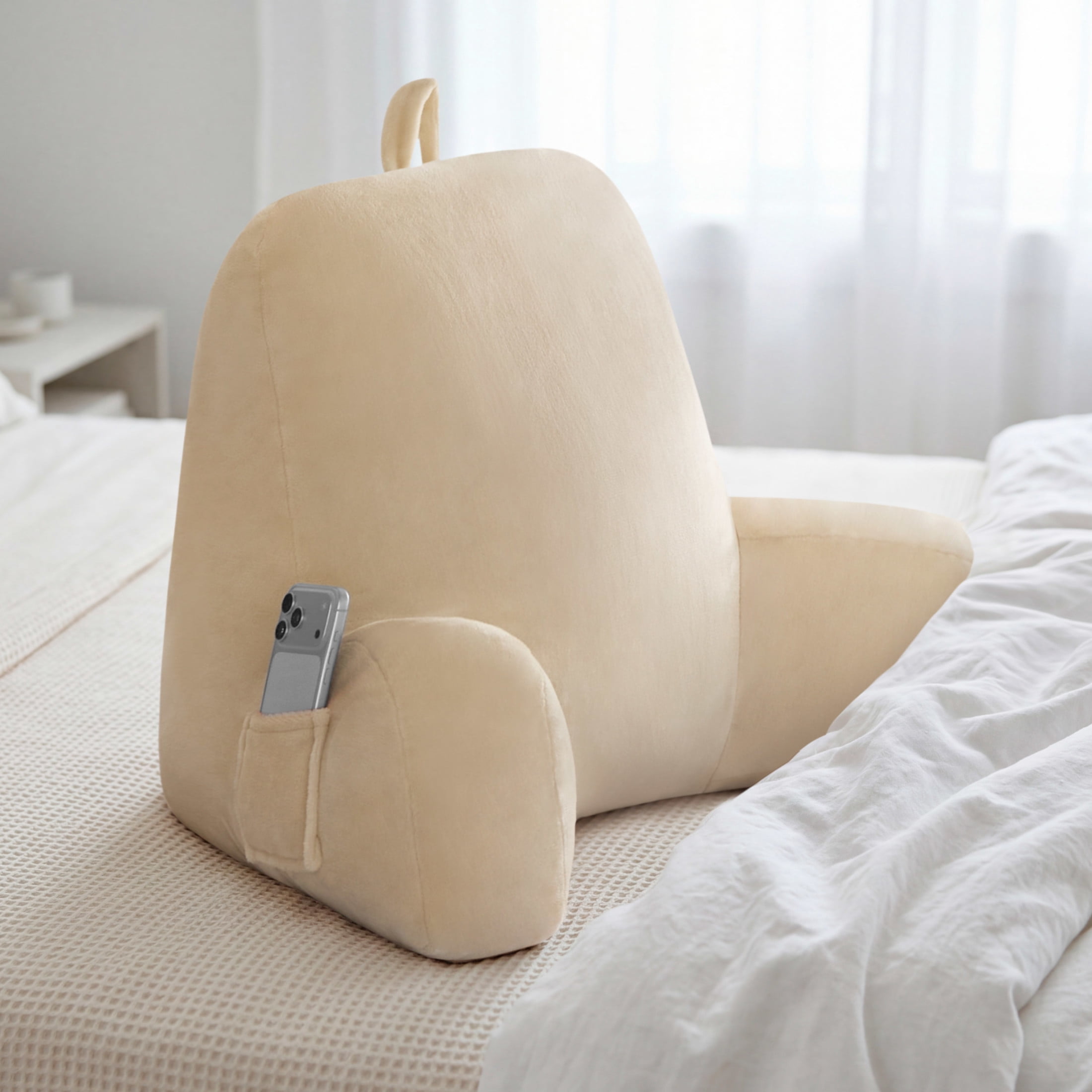 The Sheet Lab Plush Backrest Pillow, Beige, 29" x 24.5" x 10.5"