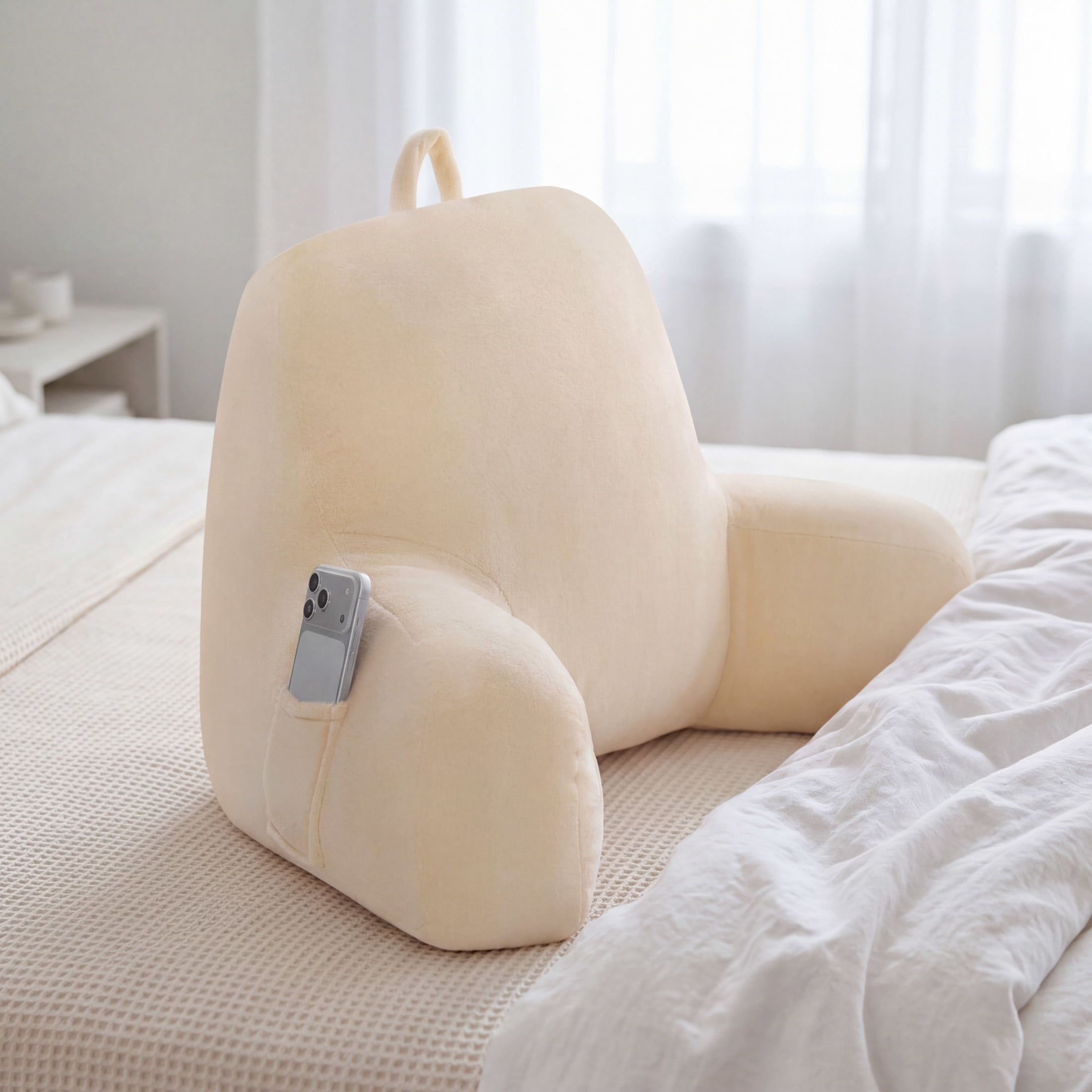 The Sheet Lab Plush Backrest Pillow, Beige, 30" x 17" x 17"