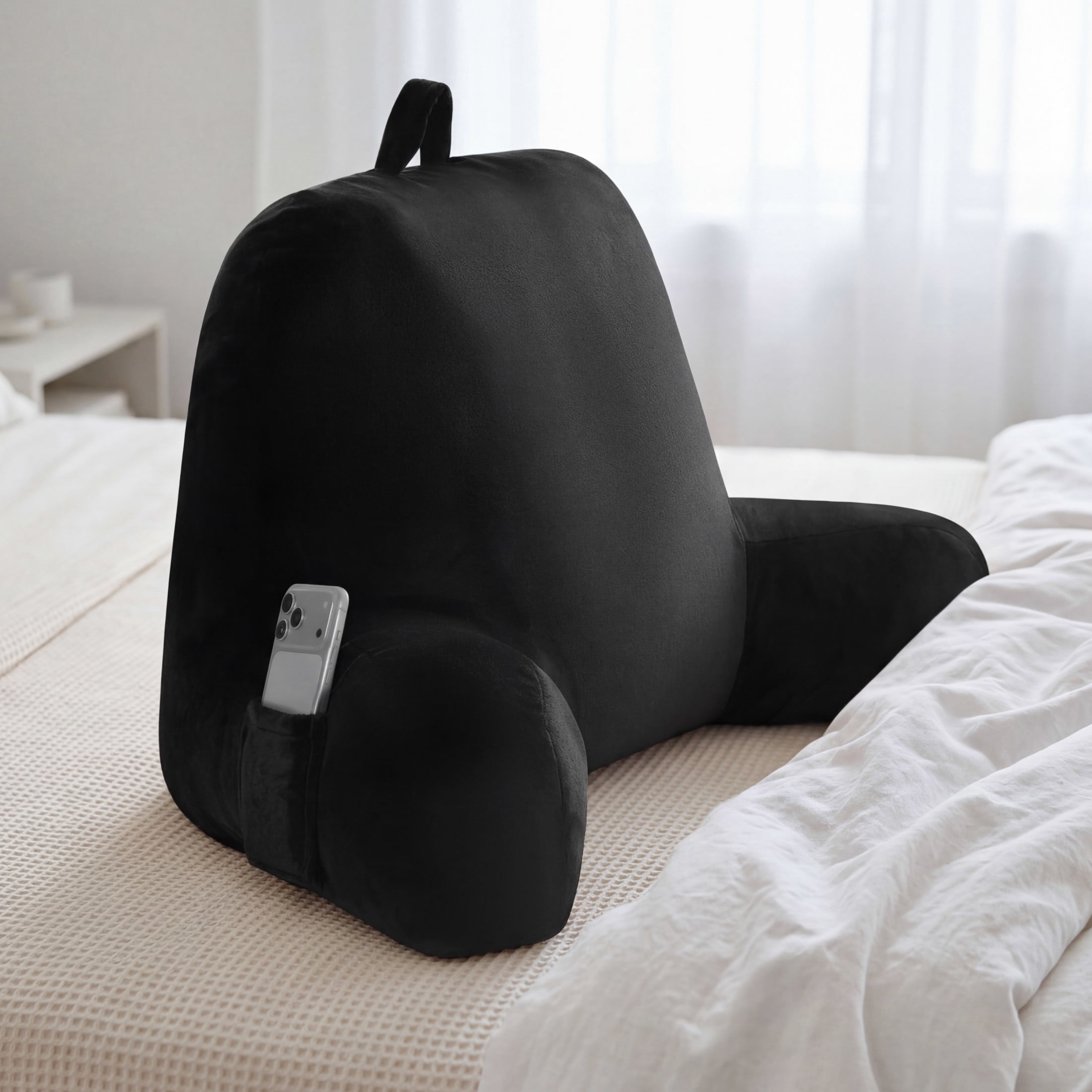 The Sheet Lab Plush Backrest Pillow, Black, 29" x 24.5" x 10.5"