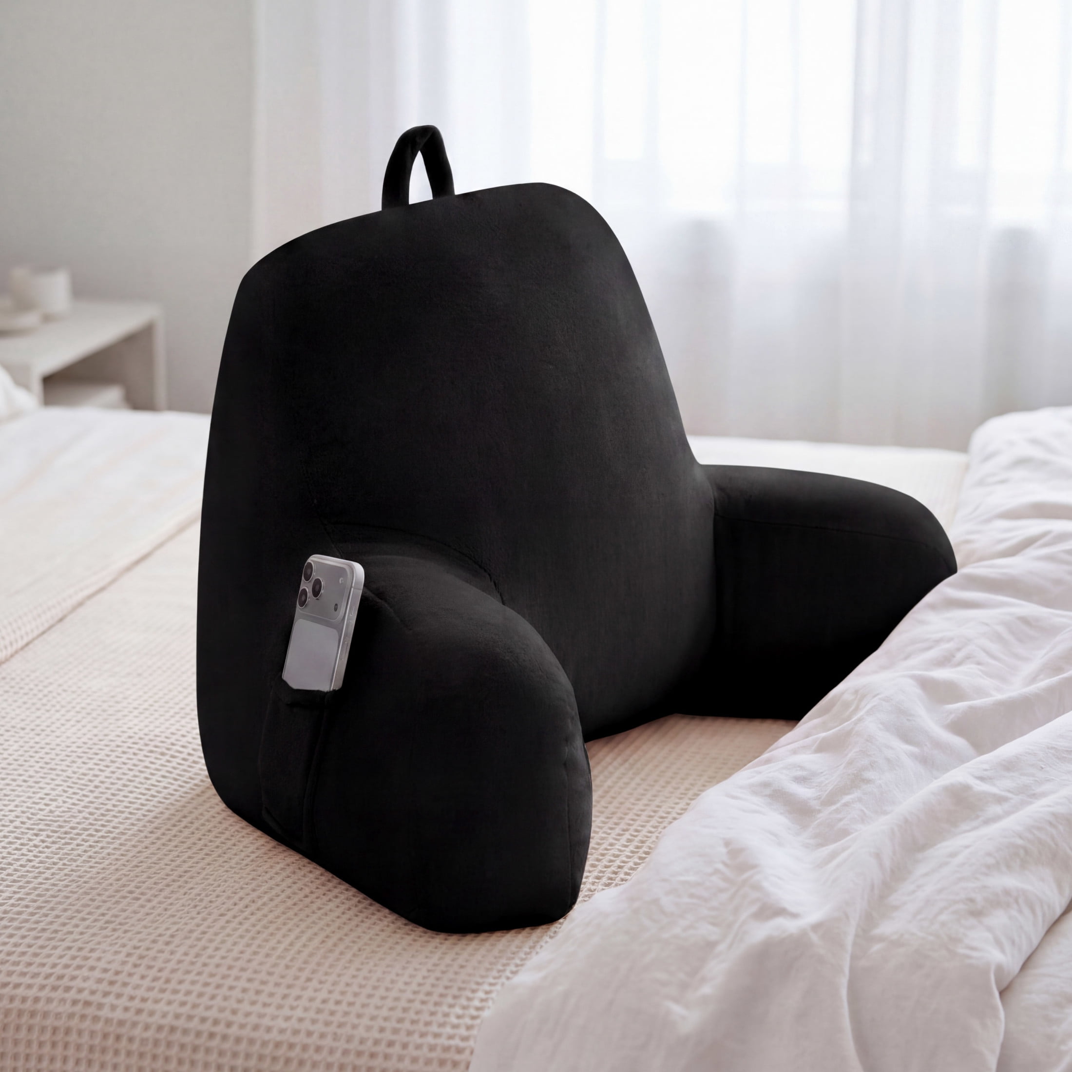 The Sheet Lab Plush Backrest Pillow, Black, 30" x 17" x 17"