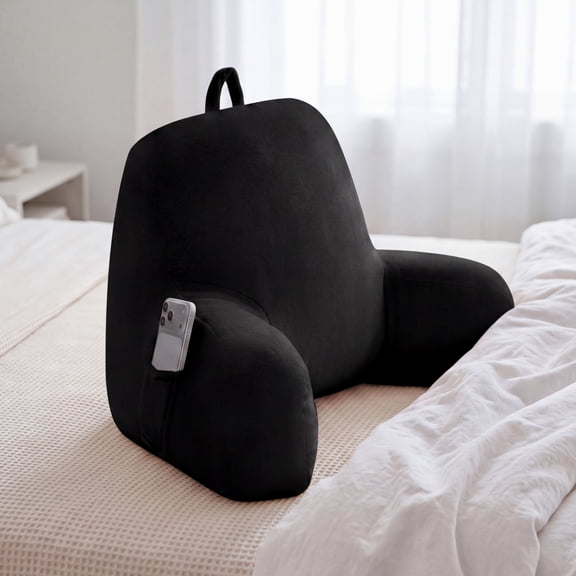 The Sheet Lab Plush Backrest Pillow, Black, 30" x 17" x 17"