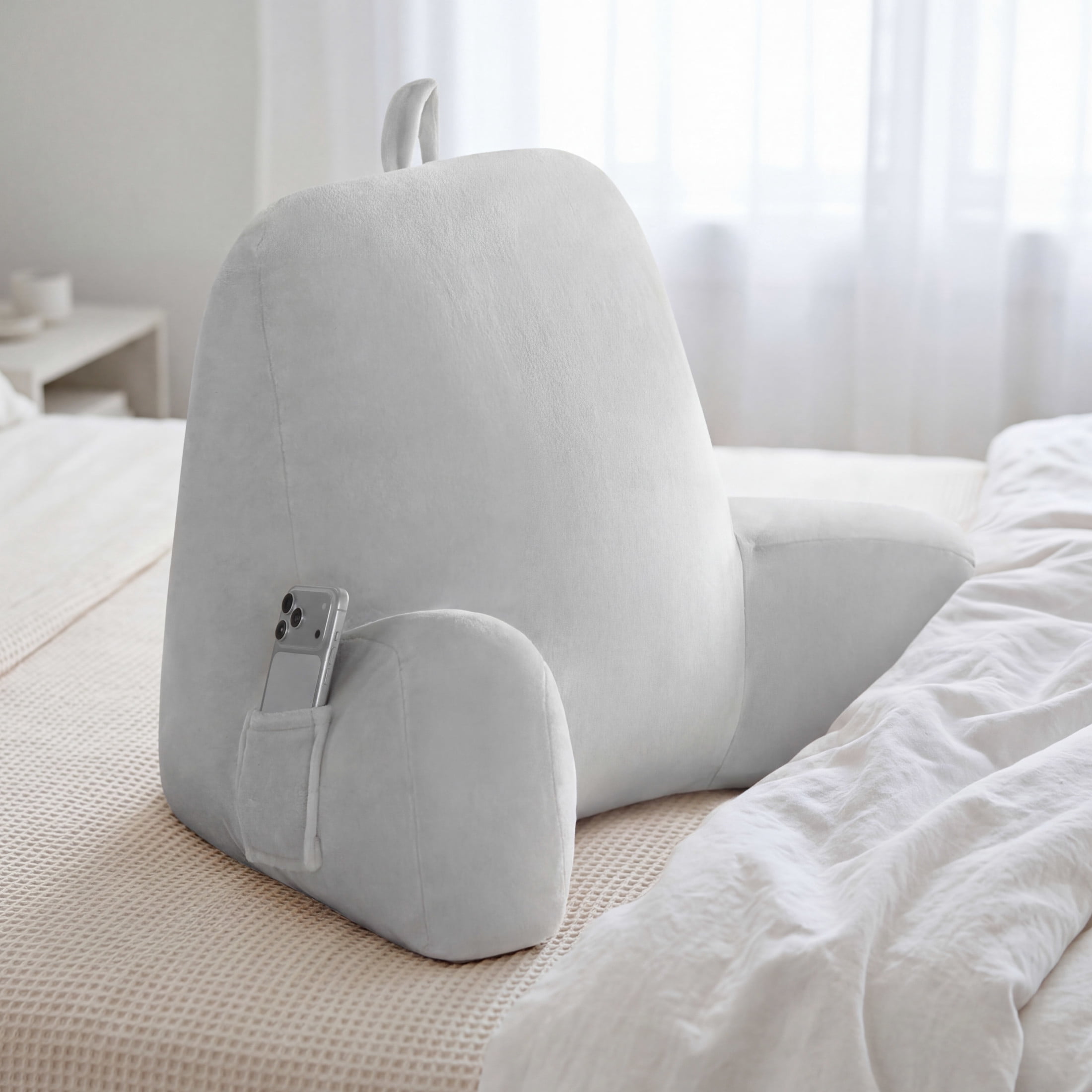 The Sheet Lab Plush Backrest Pillow, Gray, 29" x 24.5" x 10.5"