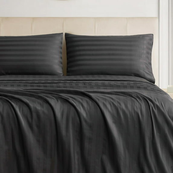 The Sheet Lab Regal Dreams Sheet Sets, 4-Piece Queen, Jet Black